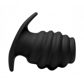 Большая черная анальная пробка Hive Ass Tunnel Silicone Ribbed Hollow Anal Plug Large - 9,65 см.