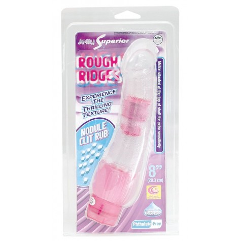 Нежный гелевый вибромассажёр ROUGH RIDGES PINK - 20,3 см.