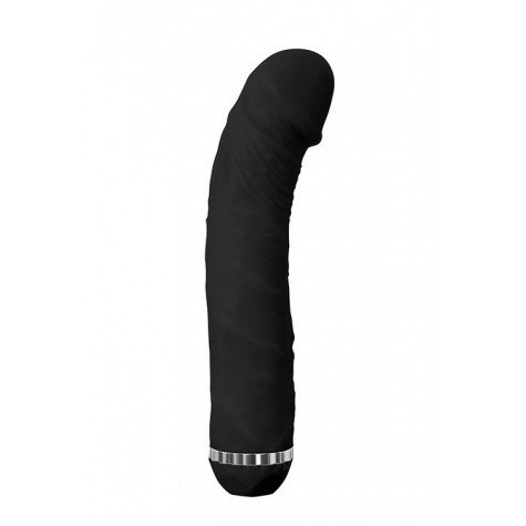 Чёрный вибратор-реалистик PURRFECT SILICONE DELUXE 7.5INCH - 19 см.